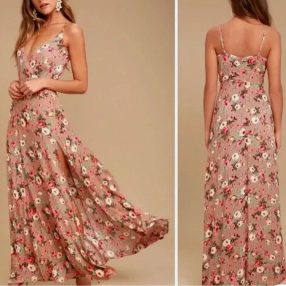 Lulus Everlasting Bliss Blush Floral Maxi Dress Size XS - Picture 2 of 14
